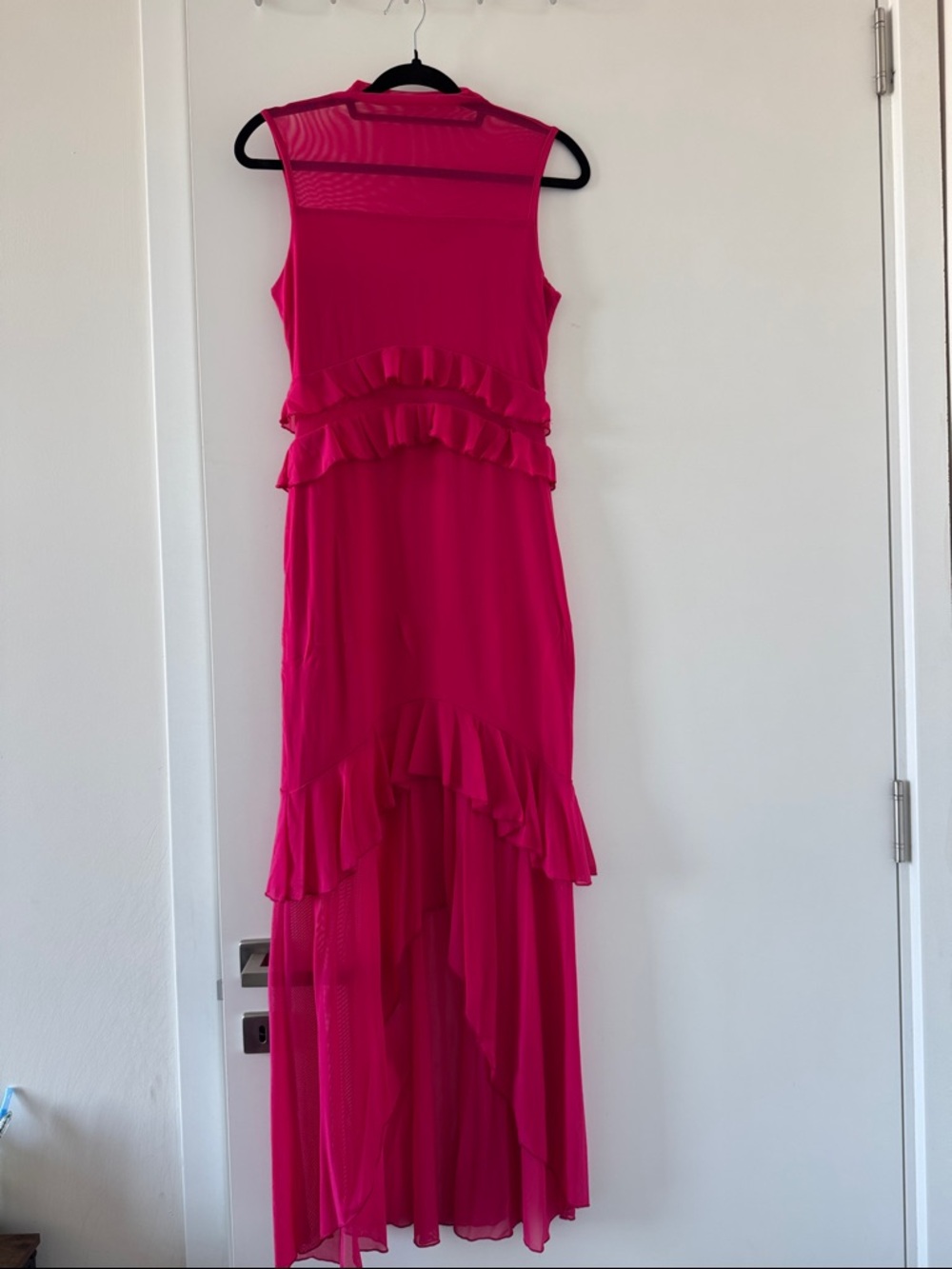 Amazon Hot Pink Ruffle Maxi Dress